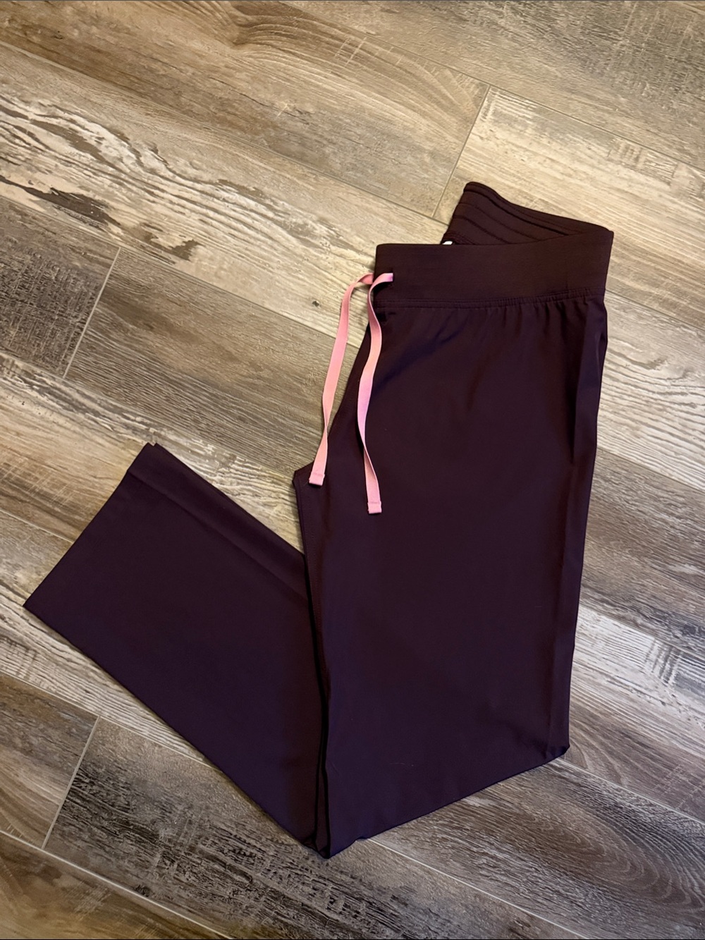 Plum Drawstring Jogger Pants with Pink Tie